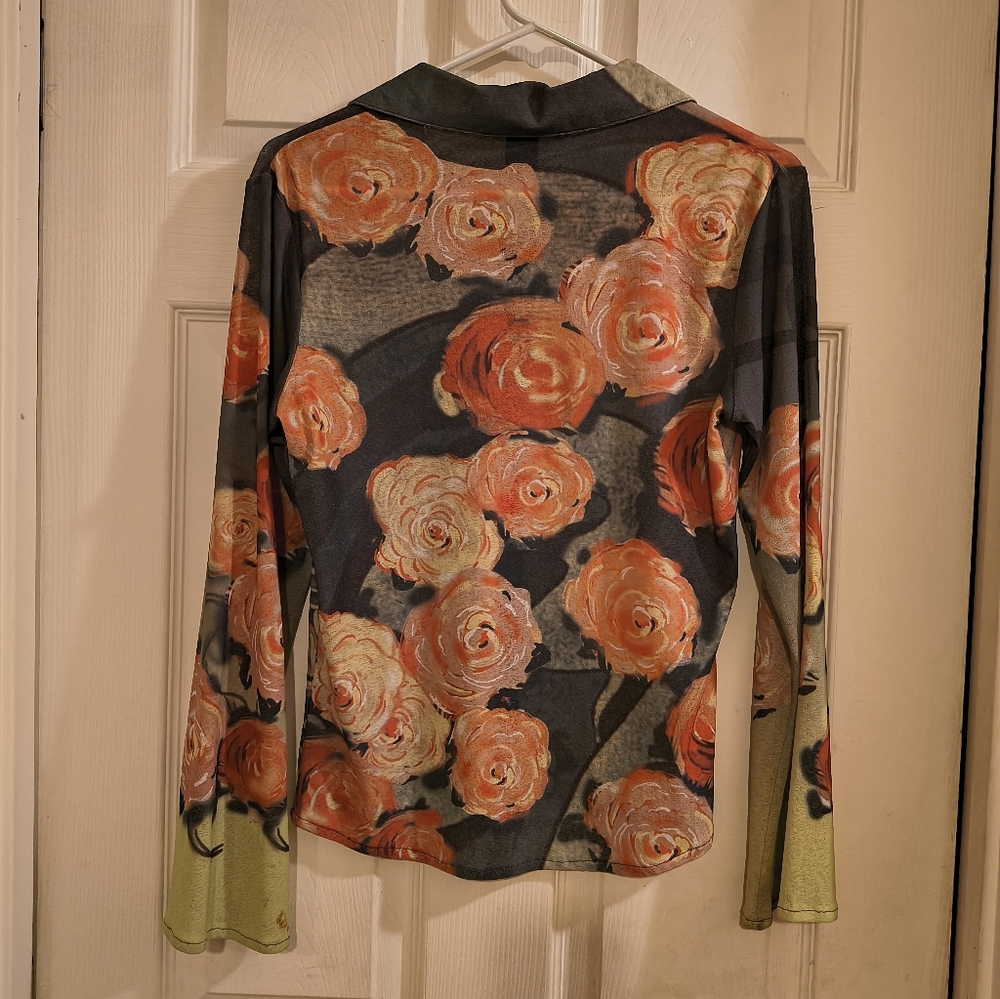 Vintage Multicolor Artistic Print Shirt. M - Picture 2 of 5